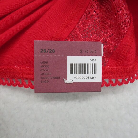 Cacique Panties Size 26 Red Cotton High Leg Brief Underwear Lace Accents New - Picture 5 of 5